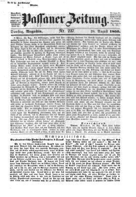 Passauer Zeitung Dienstag 28. August 1860