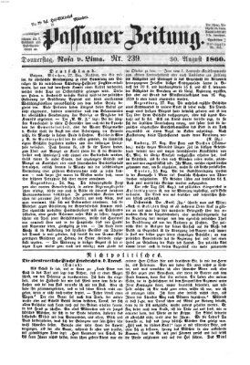 Passauer Zeitung Donnerstag 30. August 1860