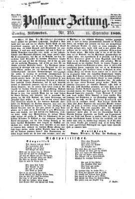 Passauer Zeitung Samstag 15. September 1860