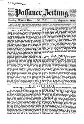 Passauer Zeitung Samstag 22. September 1860