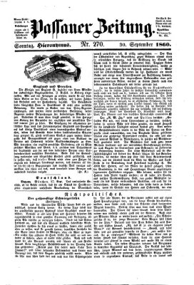 Passauer Zeitung Sonntag 30. September 1860