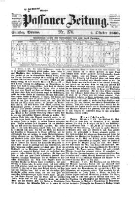 Passauer Zeitung Samstag 6. Oktober 1860