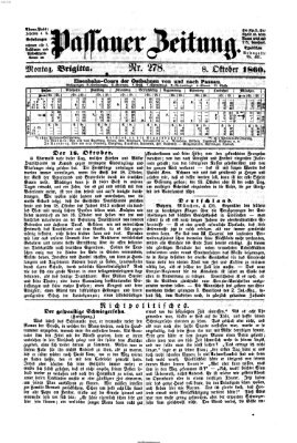 Passauer Zeitung Montag 8. Oktober 1860