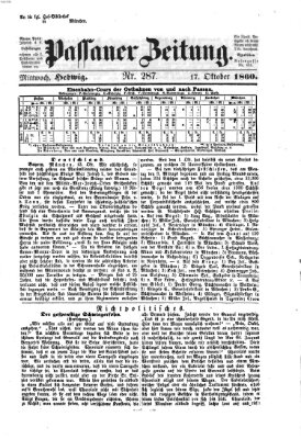 Passauer Zeitung Mittwoch 17. Oktober 1860