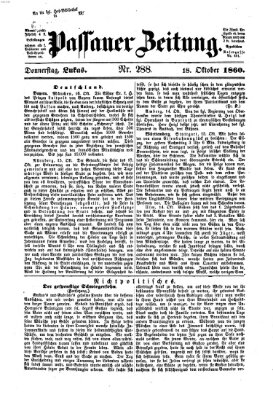 Passauer Zeitung Donnerstag 18. Oktober 1860