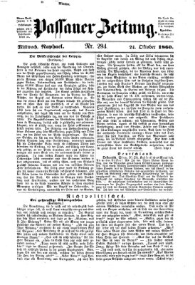 Passauer Zeitung Mittwoch 24. Oktober 1860