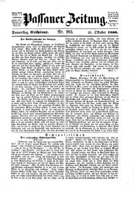 Passauer Zeitung Donnerstag 25. Oktober 1860