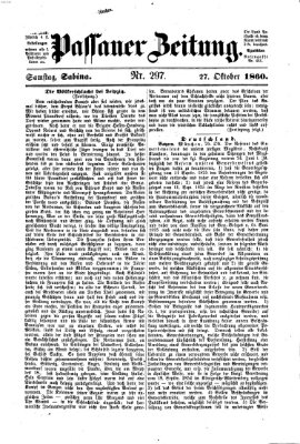 Passauer Zeitung Samstag 27. Oktober 1860