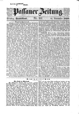 Passauer Zeitung Dienstag 13. November 1860