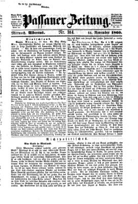 Passauer Zeitung Mittwoch 14. November 1860