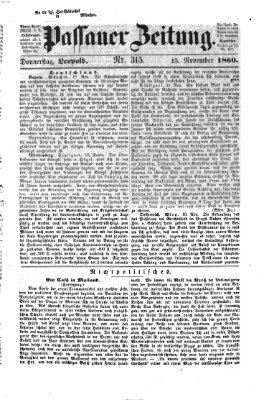 Passauer Zeitung Donnerstag 15. November 1860