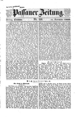 Passauer Zeitung Freitag 16. November 1860