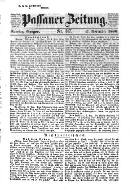 Passauer Zeitung Samstag 17. November 1860