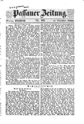 Passauer Zeitung Montag 19. November 1860