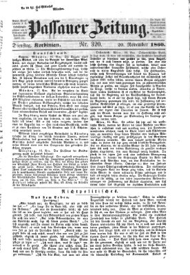 Passauer Zeitung Dienstag 20. November 1860