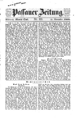 Passauer Zeitung Mittwoch 21. November 1860