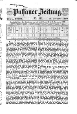 Passauer Zeitung Montag 26. November 1860