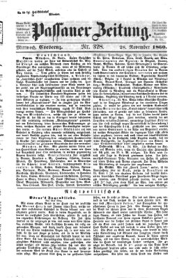 Passauer Zeitung Mittwoch 28. November 1860