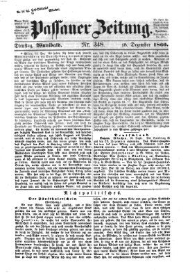 Passauer Zeitung Dienstag 18. Dezember 1860