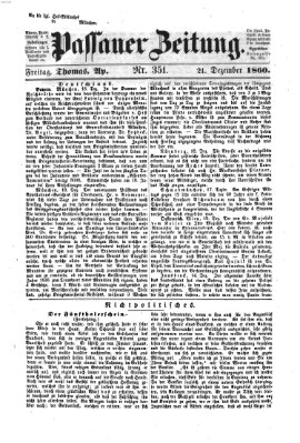 Passauer Zeitung Freitag 21. Dezember 1860