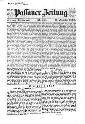 Passauer Zeitung Mittwoch 26. Dezember 1860