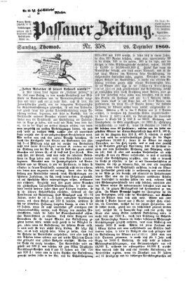 Passauer Zeitung Samstag 29. Dezember 1860