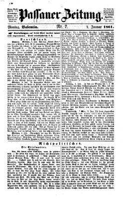 Passauer Zeitung Montag 7. Januar 1861