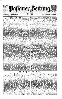 Passauer Zeitung Dienstag 15. Januar 1861