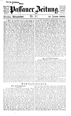 Passauer Zeitung Dienstag 22. Januar 1861