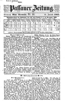 Passauer Zeitung Mittwoch 23. Januar 1861