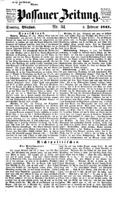 Passauer Zeitung Sonntag 3. Februar 1861