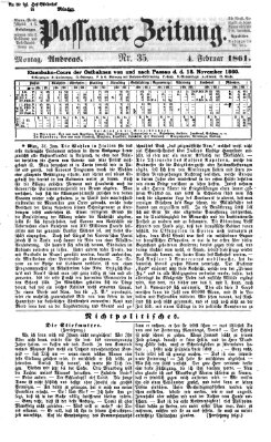 Passauer Zeitung Montag 4. Februar 1861