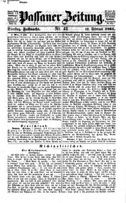 Passauer Zeitung Dienstag 12. Februar 1861