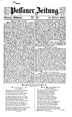 Passauer Zeitung Mittwoch 13. Februar 1861