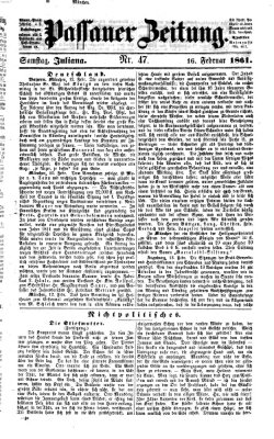 Passauer Zeitung Samstag 16. Februar 1861