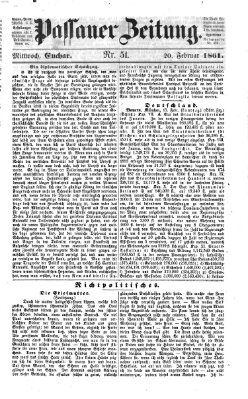 Passauer Zeitung Mittwoch 20. Februar 1861