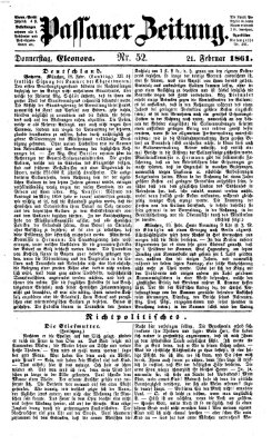 Passauer Zeitung Donnerstag 21. Februar 1861