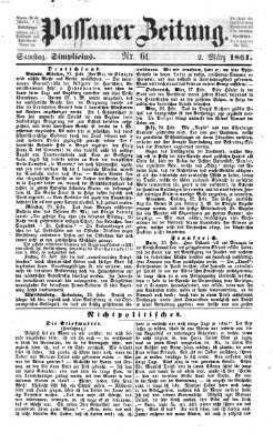 Passauer Zeitung Samstag 2. März 1861