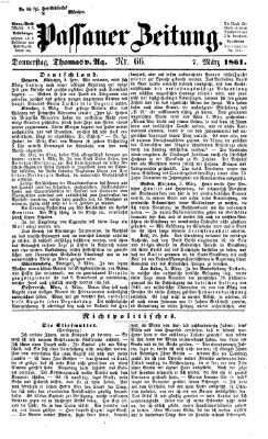 Passauer Zeitung Donnerstag 7. März 1861