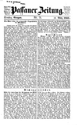 Passauer Zeitung Dienstag 12. März 1861