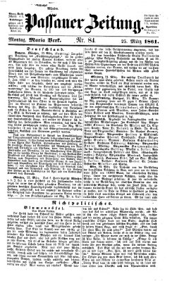 Passauer Zeitung Montag 25. März 1861