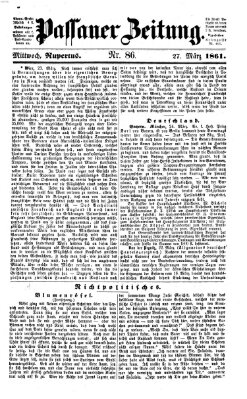 Passauer Zeitung Mittwoch 27. März 1861