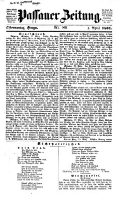 Passauer Zeitung Montag 1. April 1861