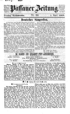 Passauer Zeitung Dienstag 2. April 1861