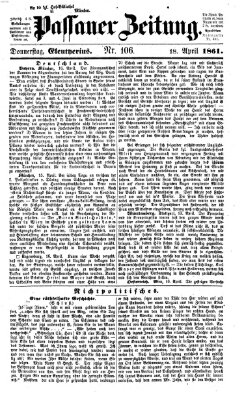 Passauer Zeitung Donnerstag 18. April 1861