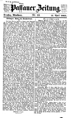 Passauer Zeitung Dienstag 23. April 1861