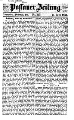 Passauer Zeitung Donnerstag 25. April 1861