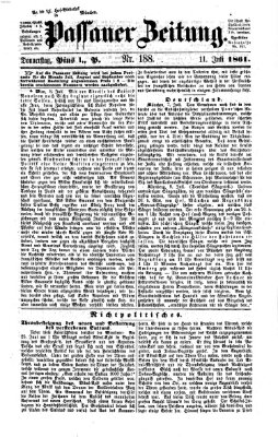 Passauer Zeitung Donnerstag 11. Juli 1861