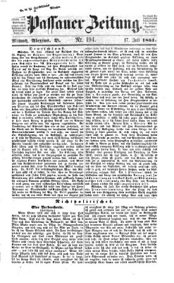 Passauer Zeitung Mittwoch 17. Juli 1861