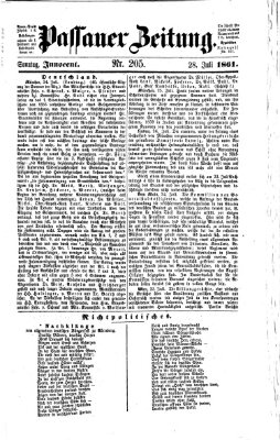 Passauer Zeitung Sonntag 28. Juli 1861